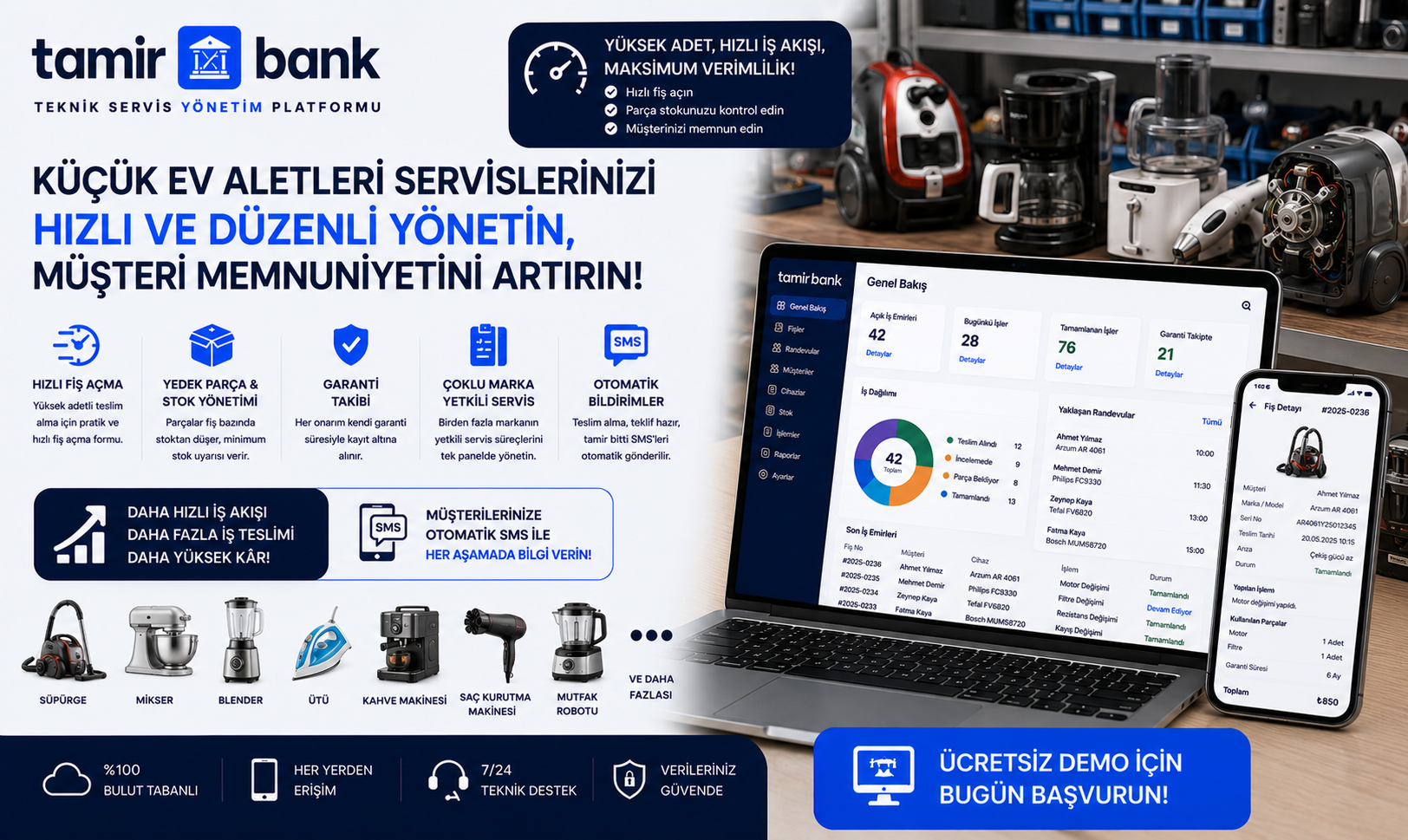 Küçük Ev Aletleri Servisleri İçin Teknik Servis Yönetim Yazılımı